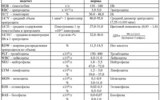 Показатели крови при воспалении